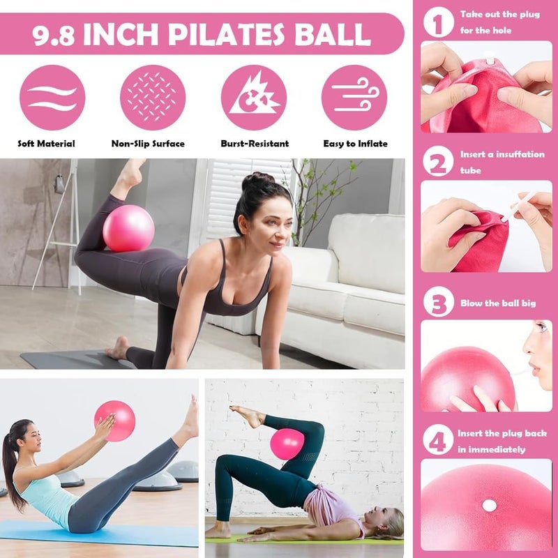 ENERACES Pilates Ring Set with 14-Inch Magic Circle, Exercise Ball & 6 Resistance Bands - Complete Home Workout Equipment for Core Strength, Toning and Flexibility - Ideal Fitness Gift for Women and Men - Image 4